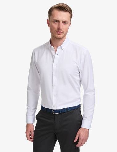 Beyaz Regular Fit Uzun Kollu Gömlek