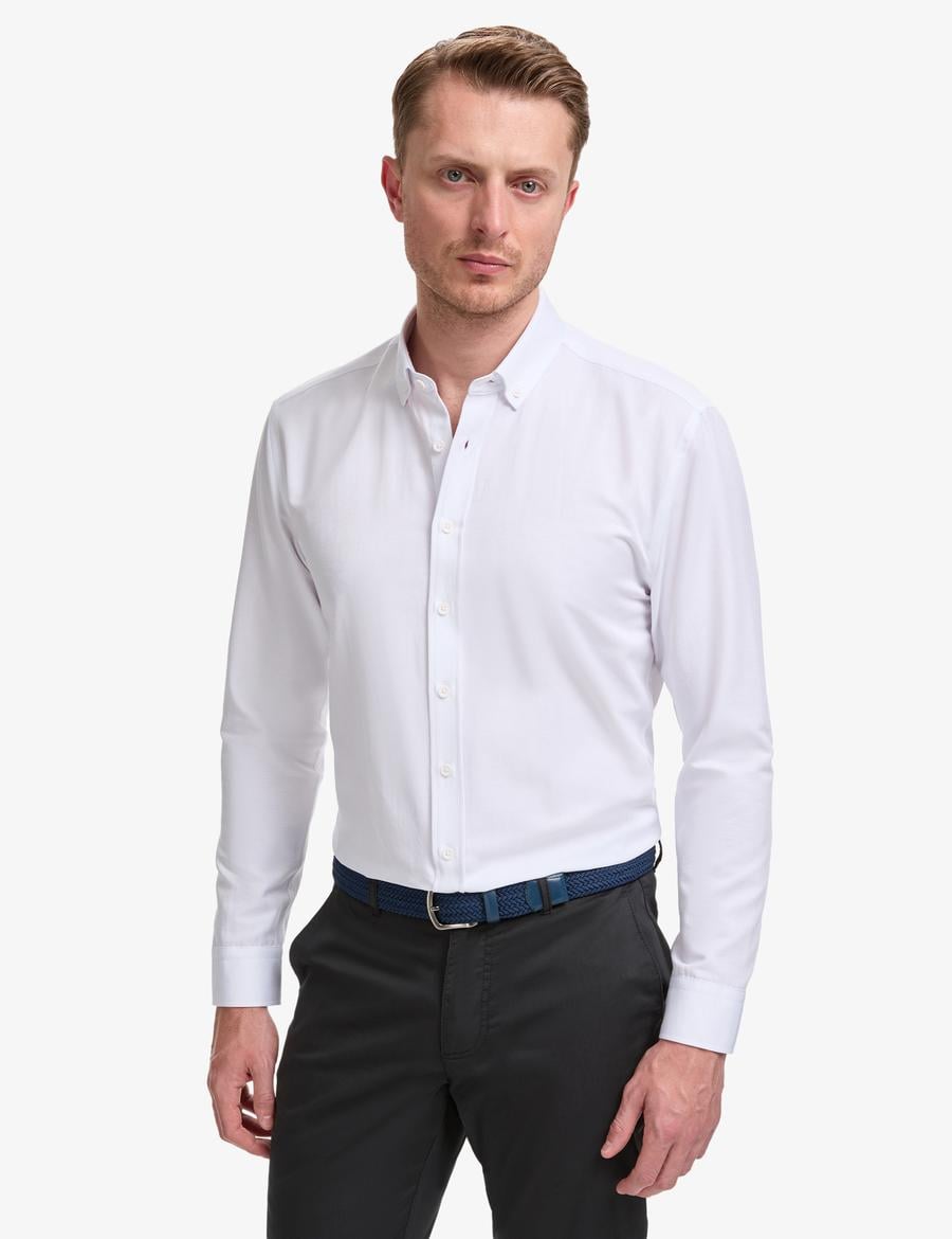 Beyaz Regular Fit Uzun Kollu Gömlek