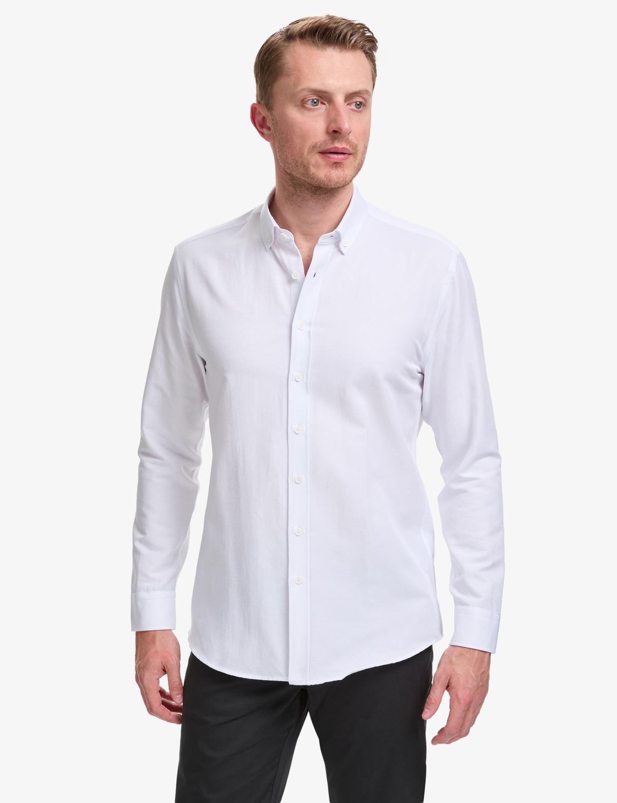 Beyaz Regular Fit Uzun Kollu Gömlek - 50320902061