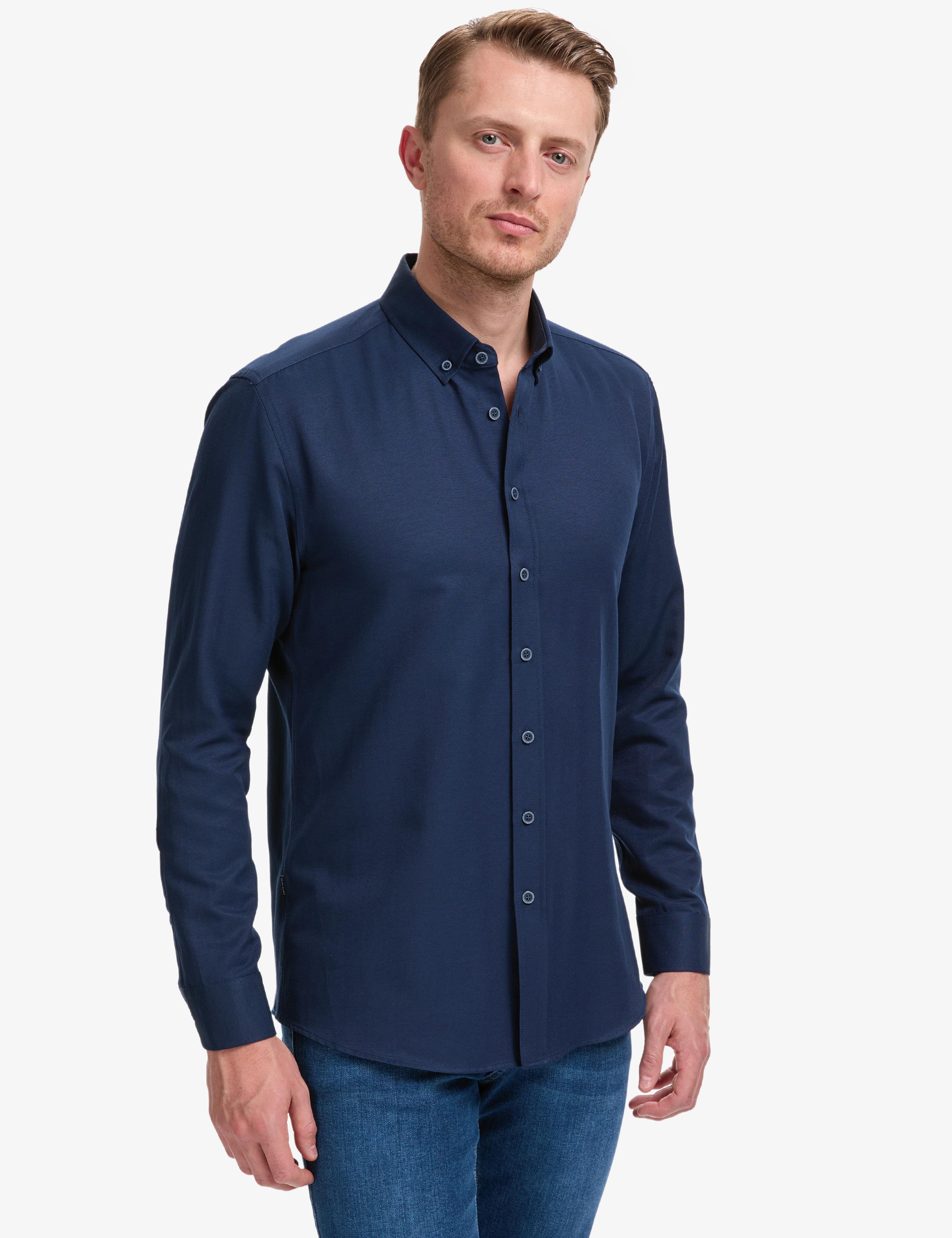 Lacivert Regular Fit Uzun Kollu Gömlek
