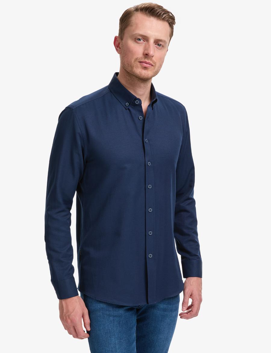 Lacivert Regular Fit Uzun Kollu Gömlek