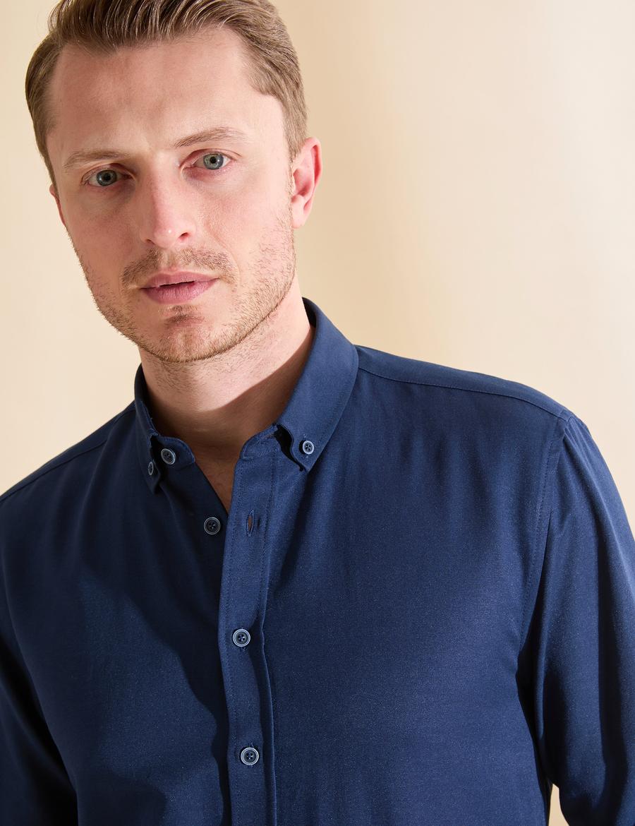 Lacivert Regular Fit Uzun Kollu Gömlek