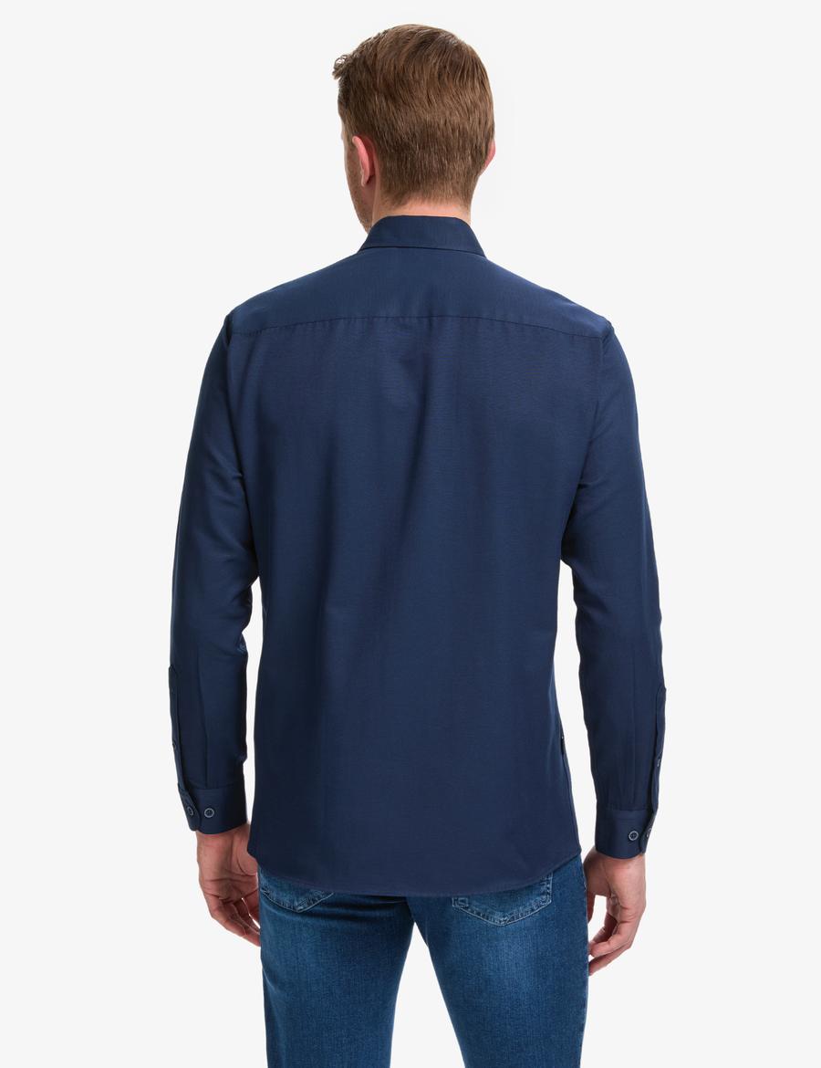 Lacivert Regular Fit Uzun Kollu Gömlek