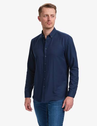 Lacivert Regular Fit Uzun Kollu Gömlek