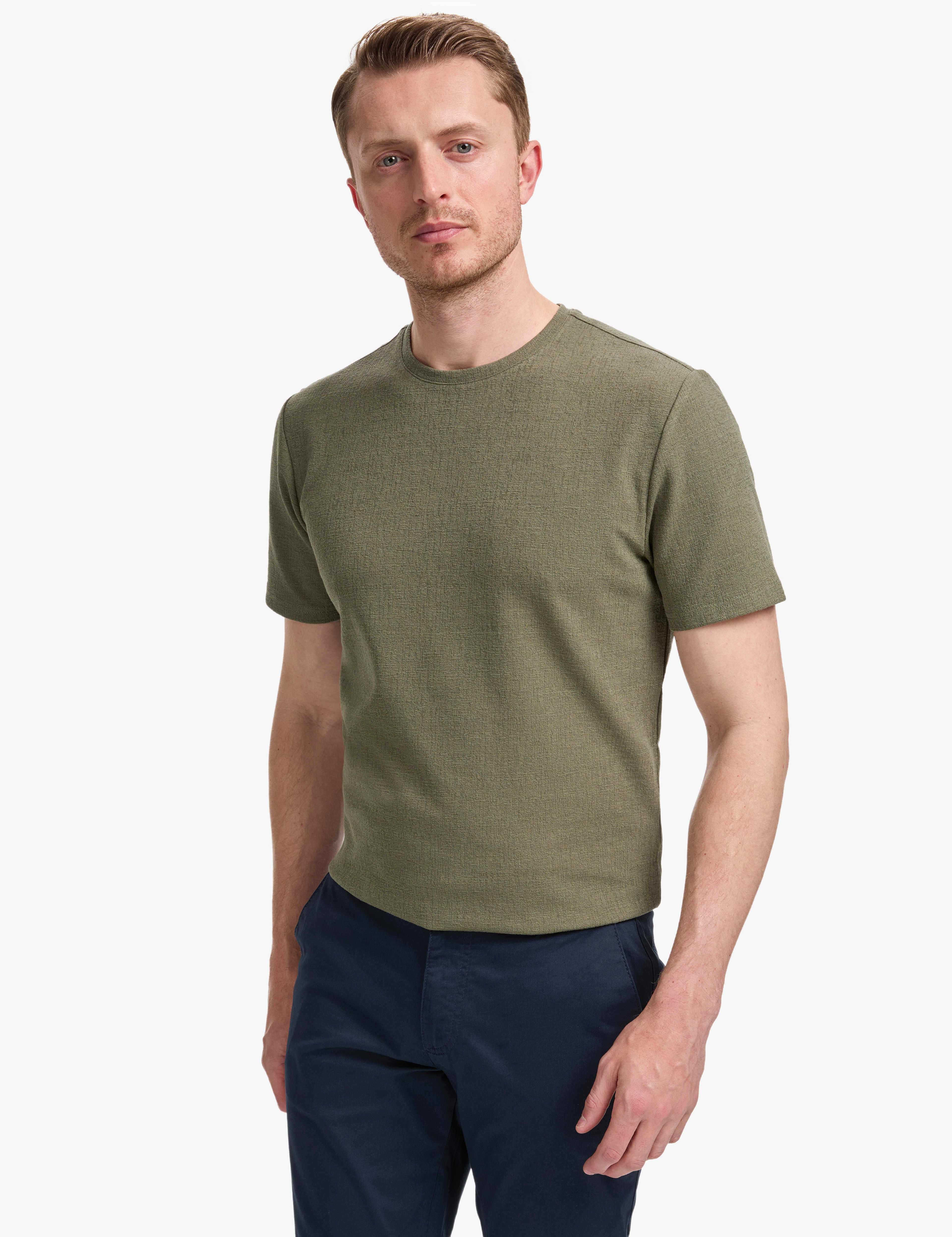 Haki Regular Fit Bisiklet Yaka Tişört