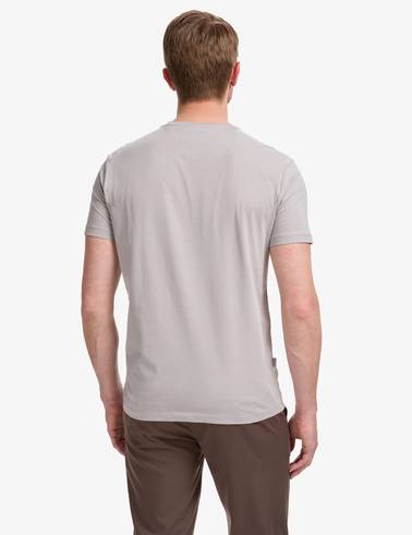 Gri Slim Fit  %100 Pamuk Bisiklet Yaka Basic Tişört