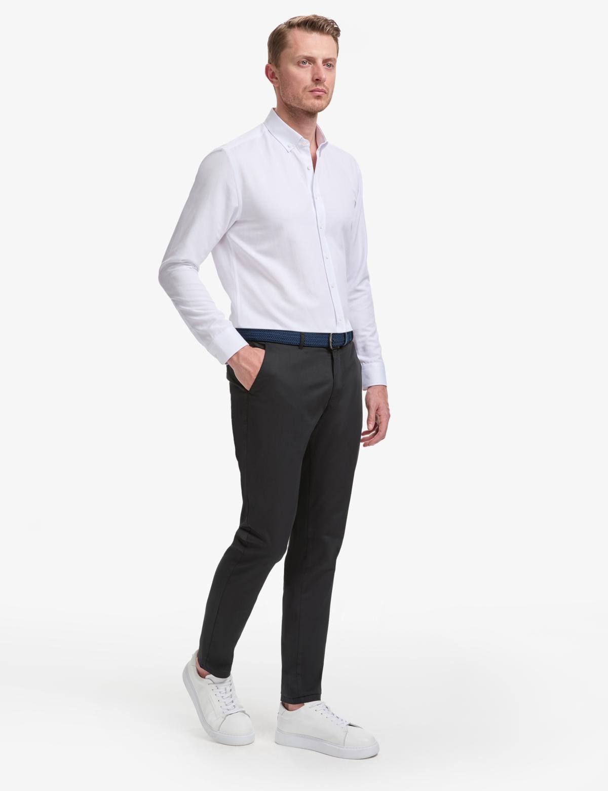 Siyah Slim Fit Kanvas Pantolon - 50288511089