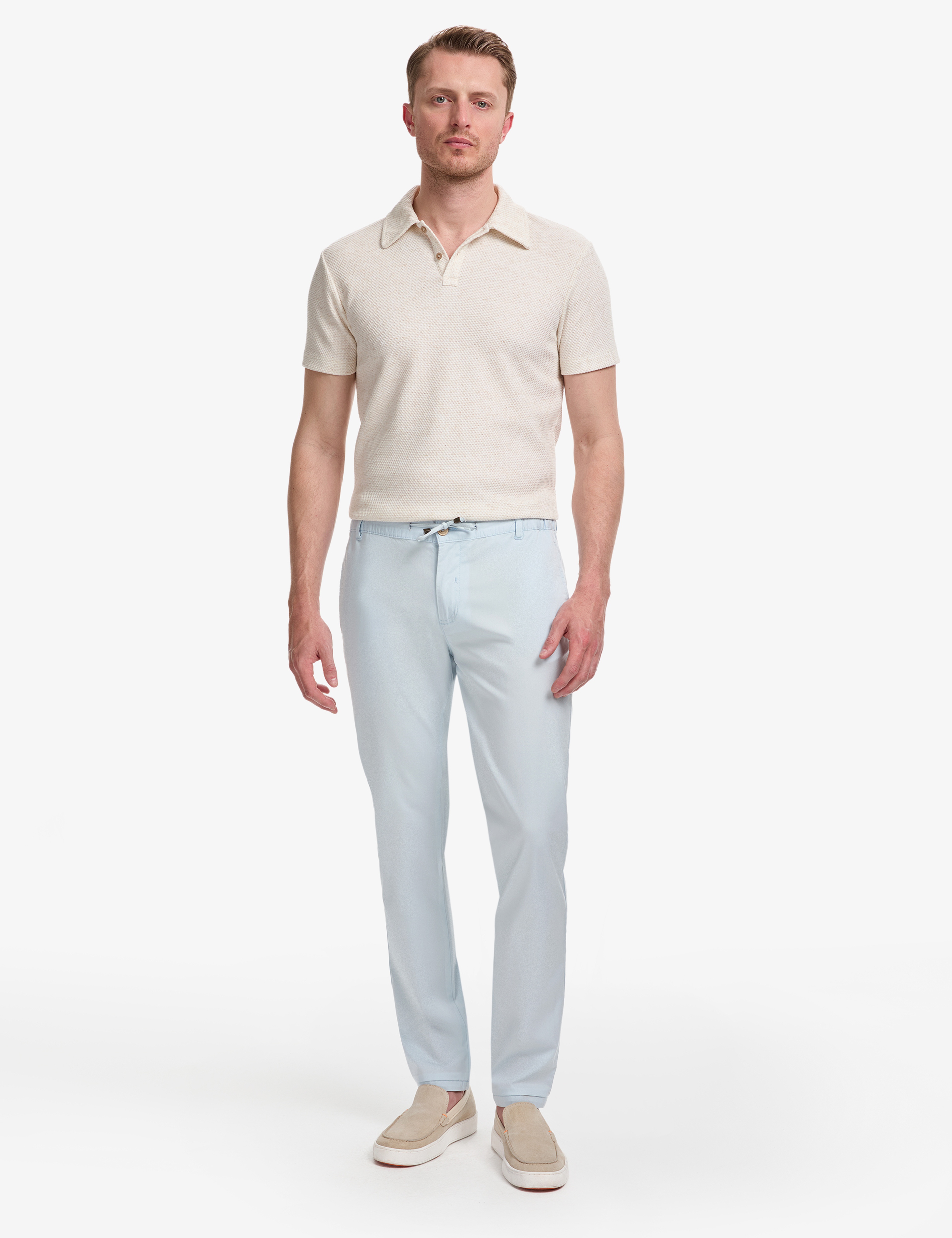 Mavi Slim Fit Beli Lastikli İpli Kanvas Pantolon - Image 2