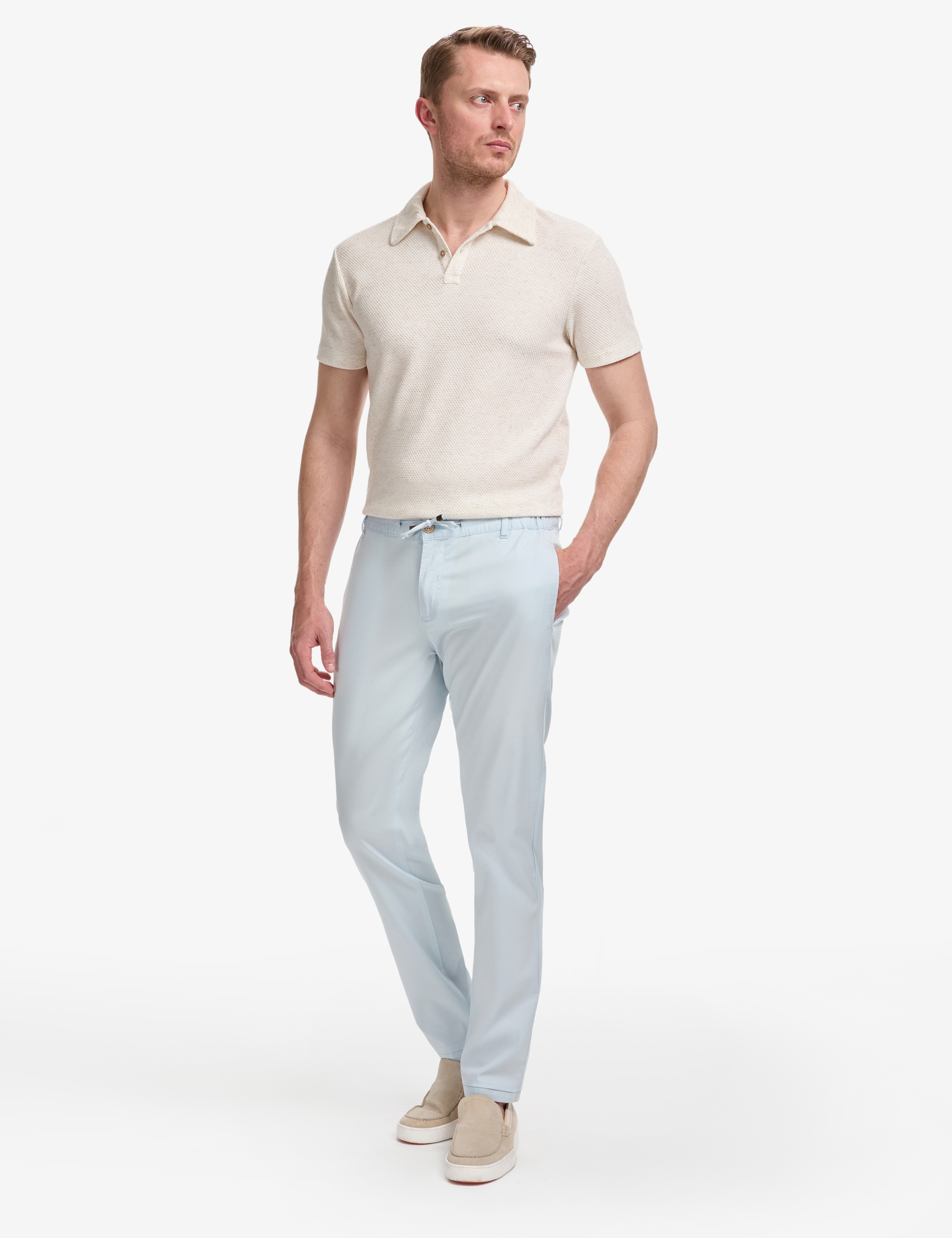 Mavi Slim Fit Beli Lastikli İpli Kanvas Pantolon - Image 4