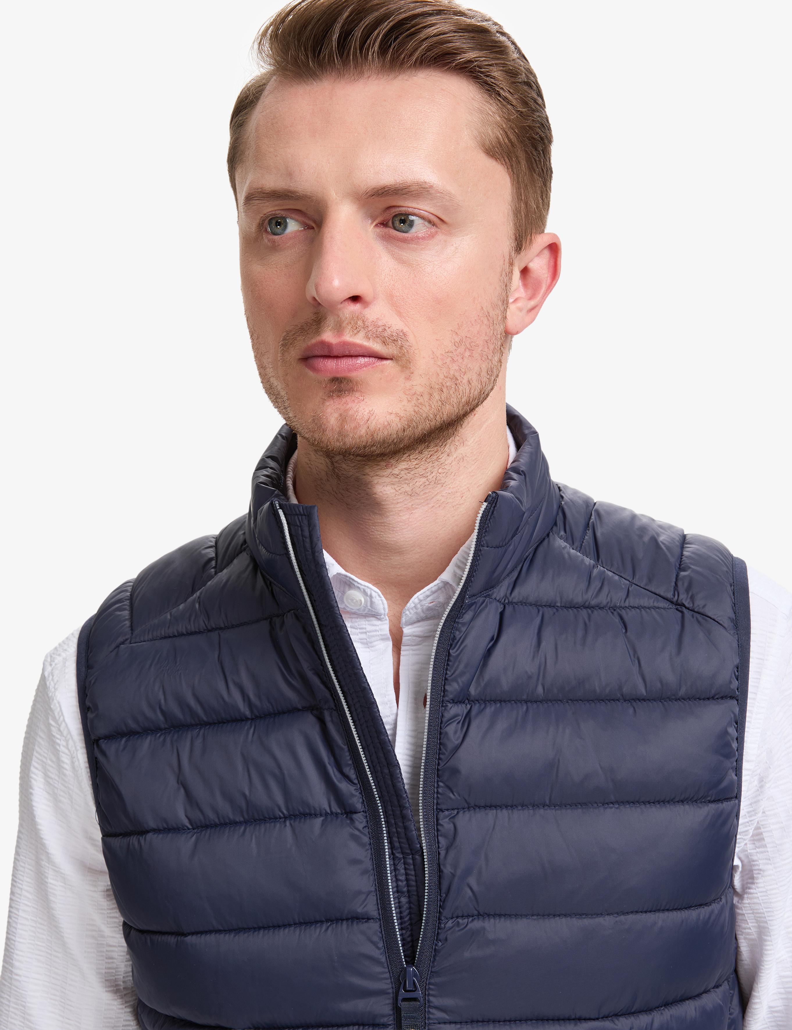 Lacivert Cropped Slim Yelek