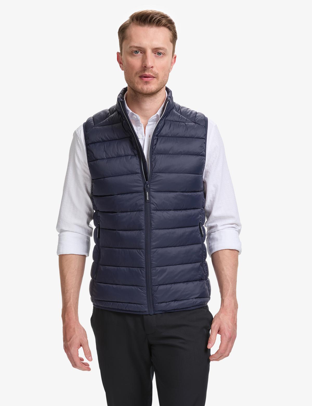 Lacivert Cropped Slim Yelek - 50321036012