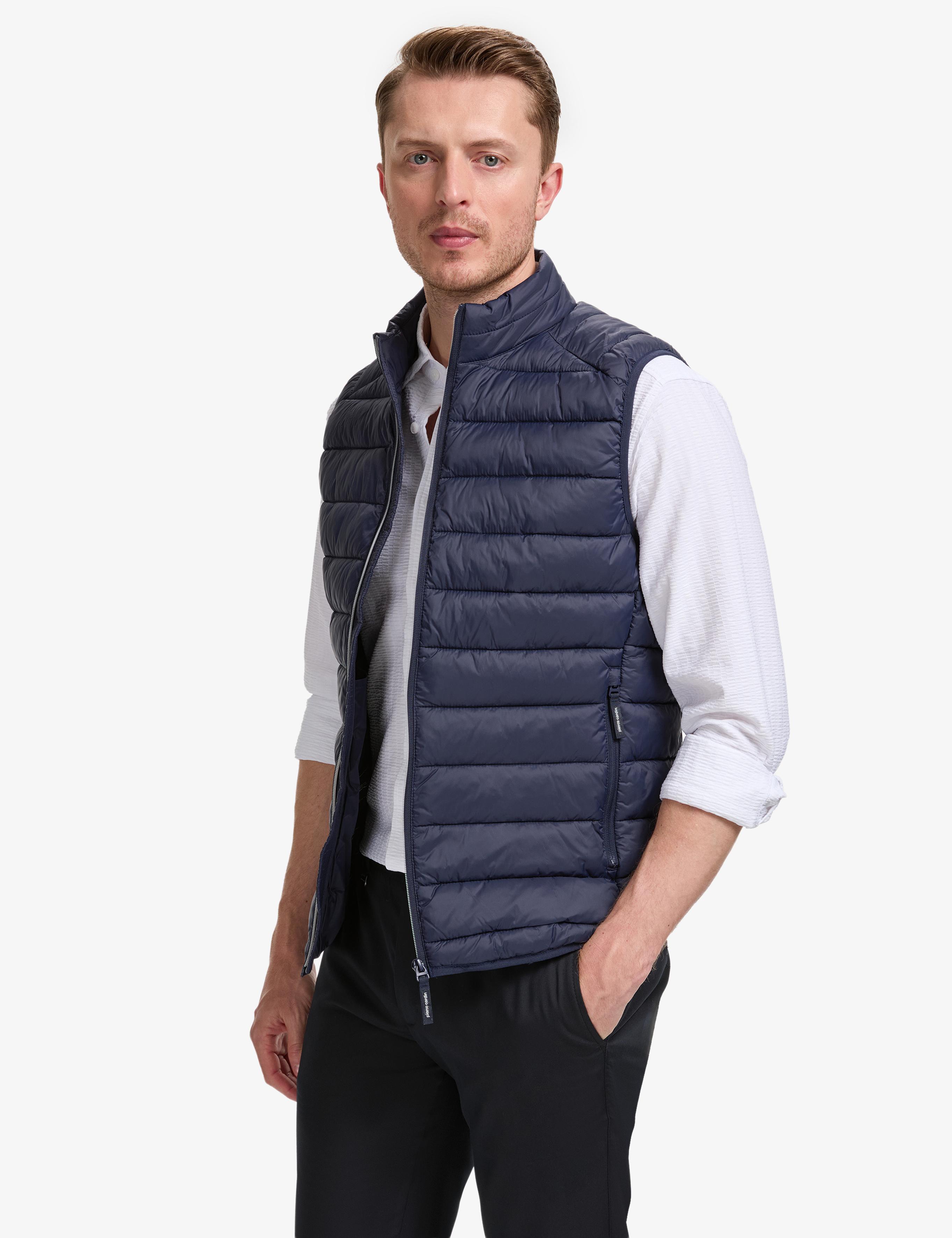 Lacivert Cropped Slim Yelek