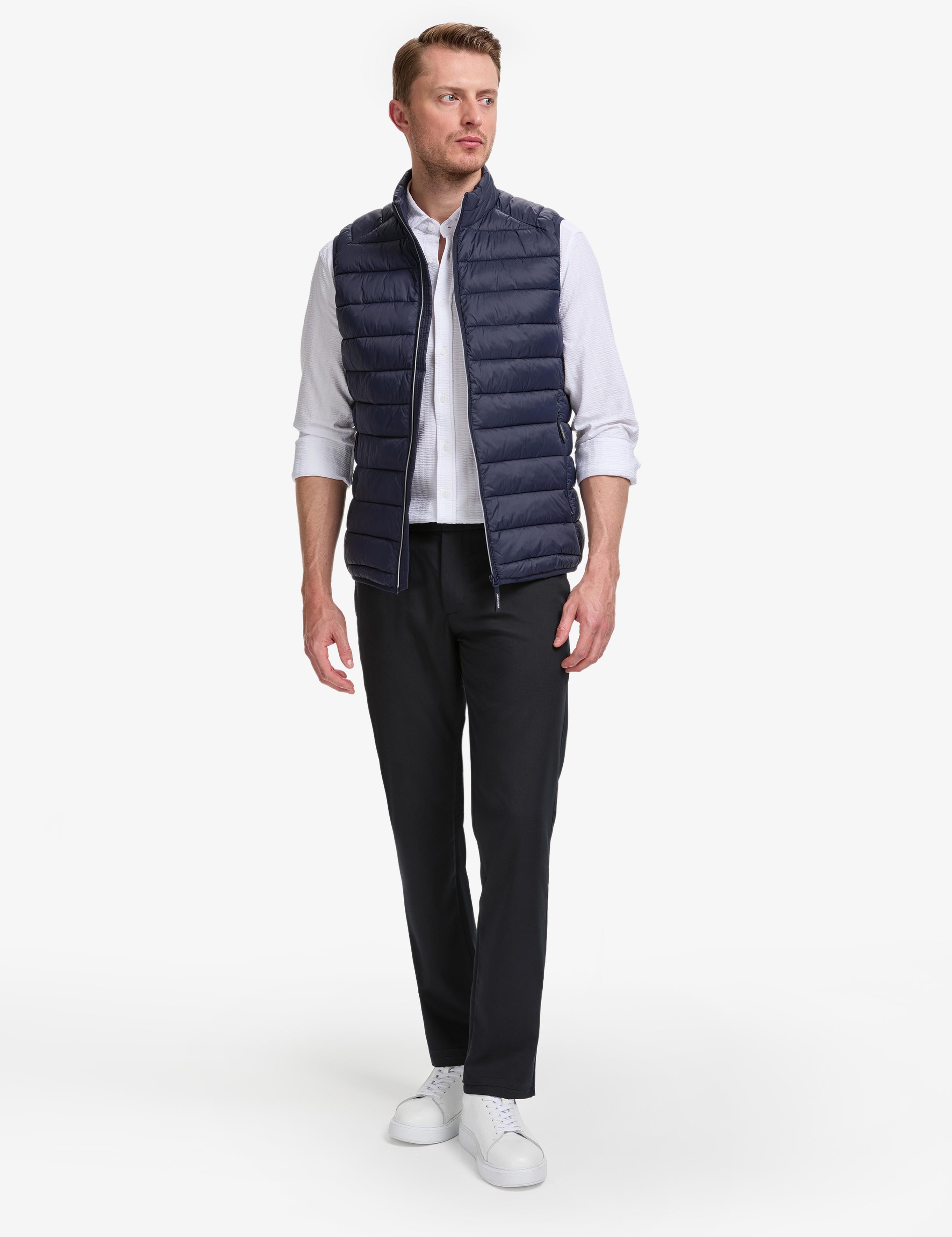 Lacivert Cropped Slim Yelek