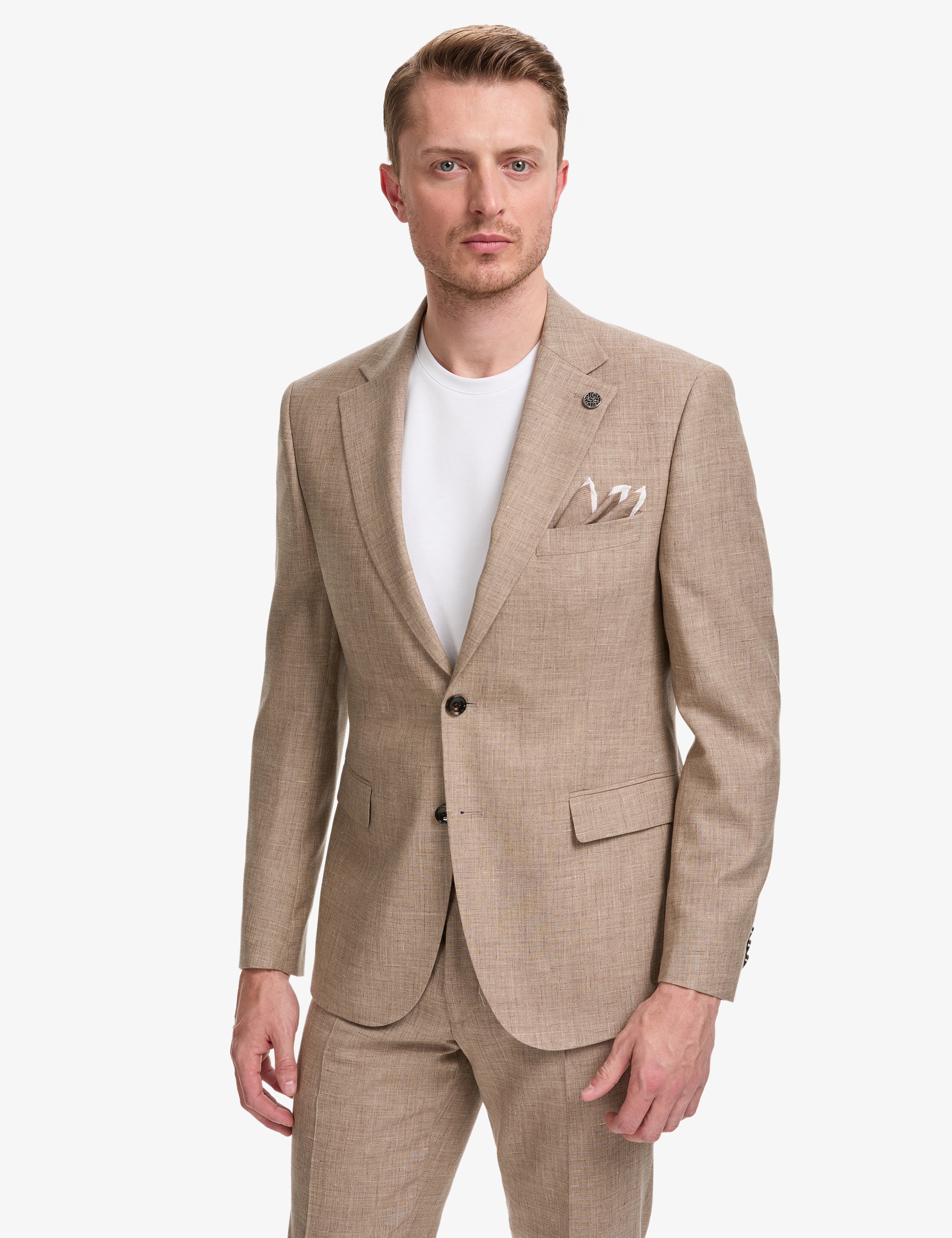 Açık Kahverengi Slim Fit Takım Elbise - Image 4