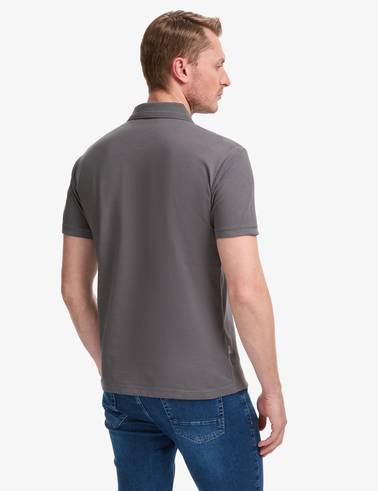 Koyu Gri Slim Fit %100 Pamuk Düğmeli Polo Yaka Basic Tişört