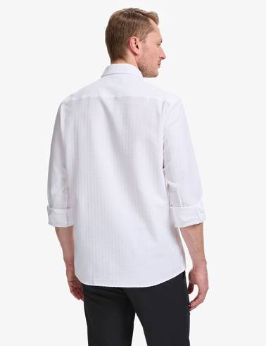 Beyaz Dokulu Regular Fit Kısa Kollu Gömlek