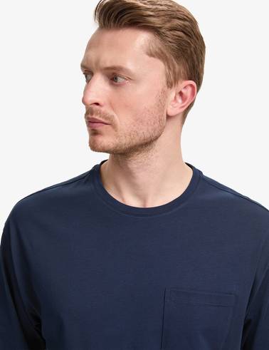 Lacivert Comfort Fit %100 Pamuk Bisiklet Yaka Basic Tişört