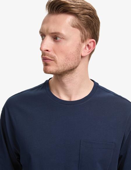 Lacivert Comfort Fit %100 Pamuk Bisiklet Yaka Basic Tişört - 50325300045