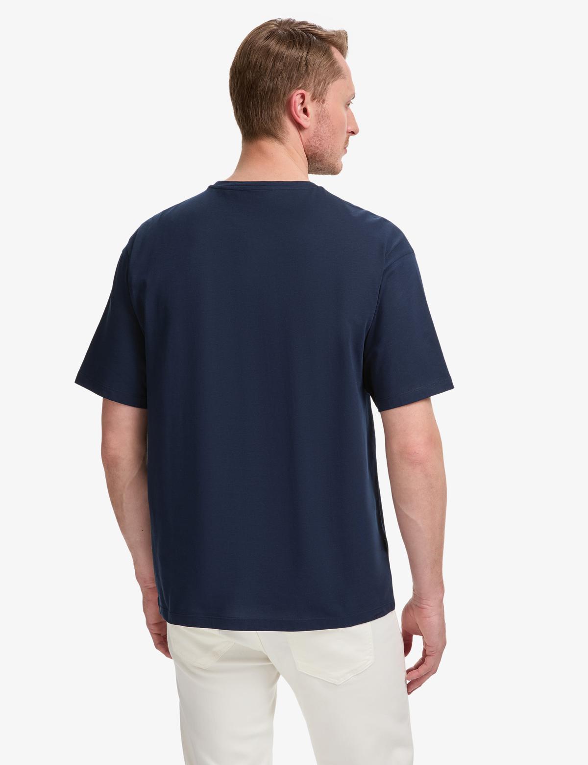 Lacivert Comfort Fit %100 Pamuk Bisiklet Yaka Basic Tişört - 50325300045