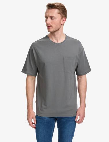 Antrasit Comfort Fit %100 Pamuk Bisiklet Yaka Basic Tişört
