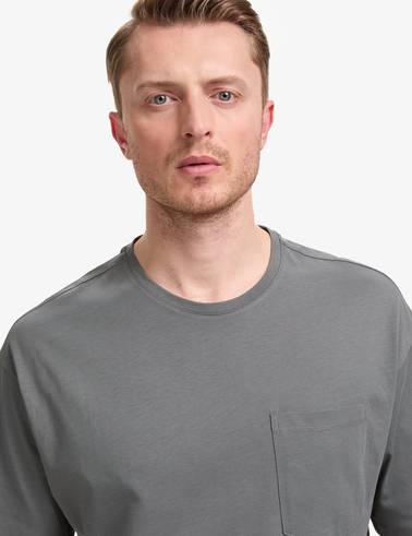 Antrasit Comfort Fit %100 Pamuk Bisiklet Yaka Basic Tişört