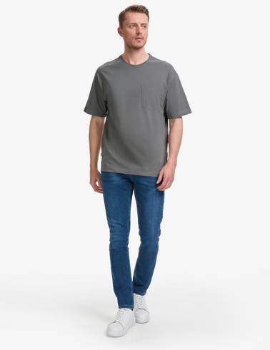 Antrasit Comfort Fit %100 Pamuk Bisiklet Yaka Basic Tişört