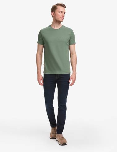 Haki Slim Fit %100 Pamuk Bisiklet Yaka Basic Tişört