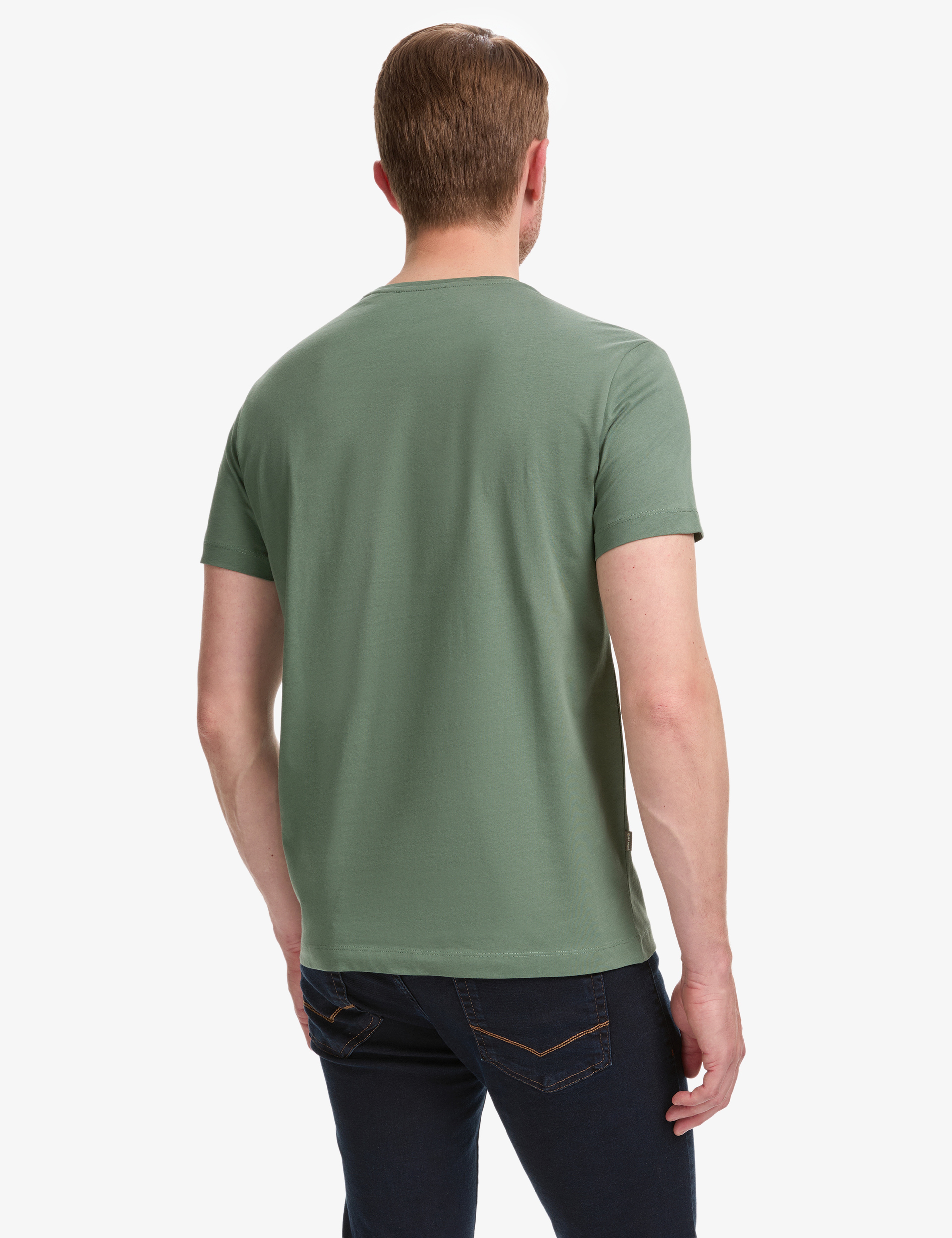Haki Slim Fit %100 Pamuk Bisiklet Yaka Basic Tişört - Image 5