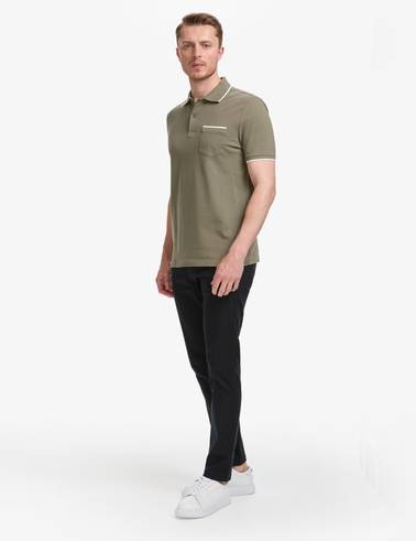 Haki Regular Fit %100 Pamuk Düğmeli Polo Yaka Tişört