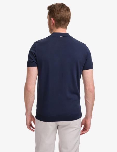 Lacivert Slim Fit Polo Yaka Fermuarlı Triko Tişört - 50320793023