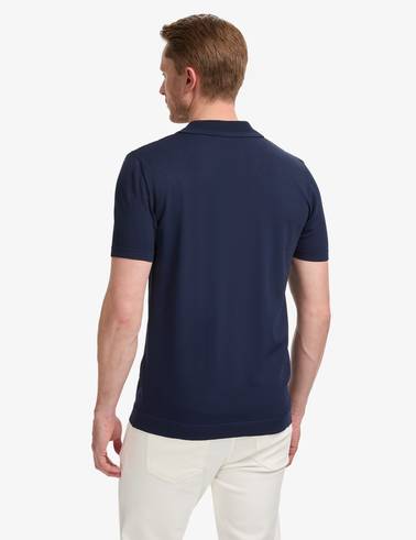 Lacivert Slim Fit Apaş Yaka Triko Tişört