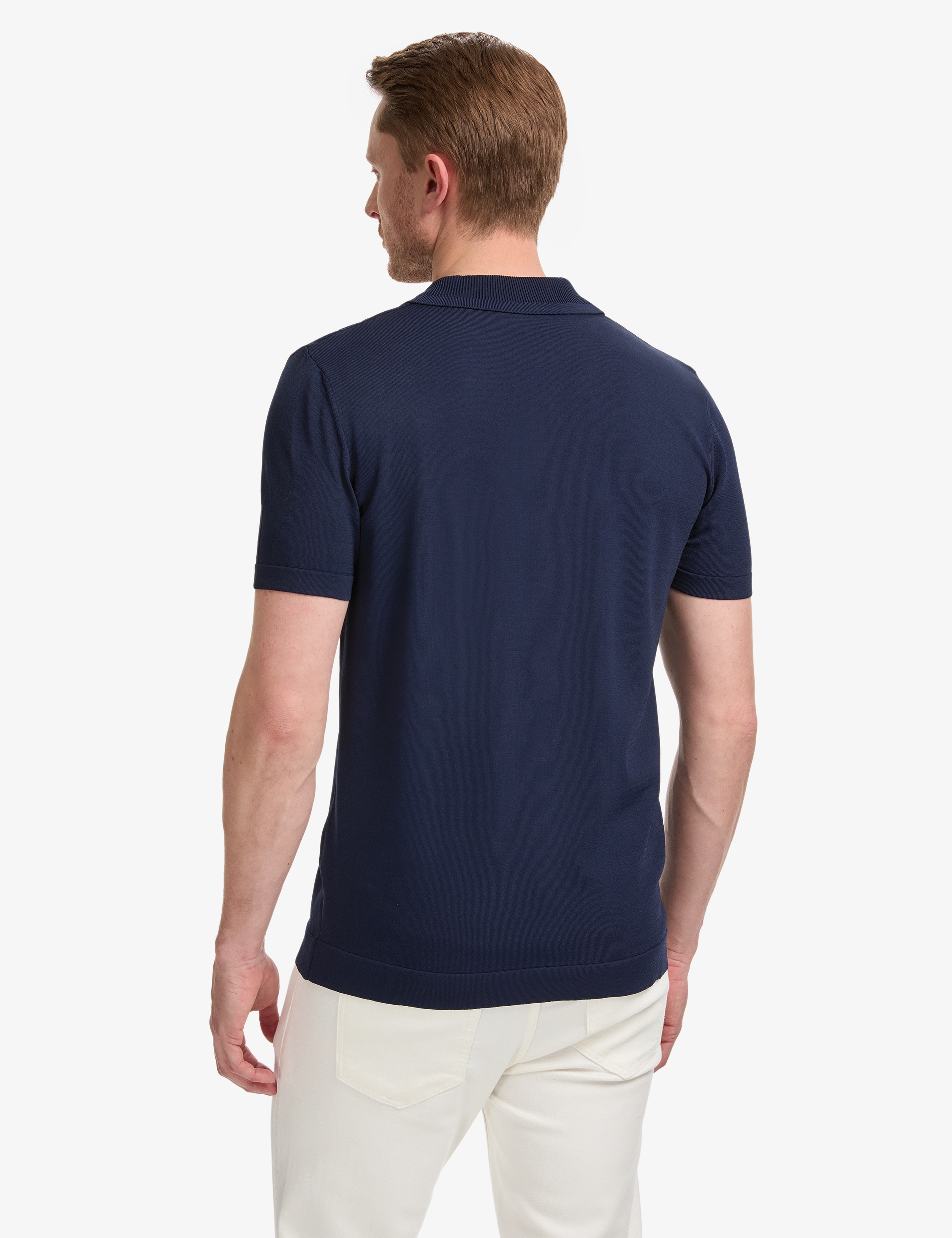 Lacivert Slim Fit Apaş Yaka Triko Tişört
