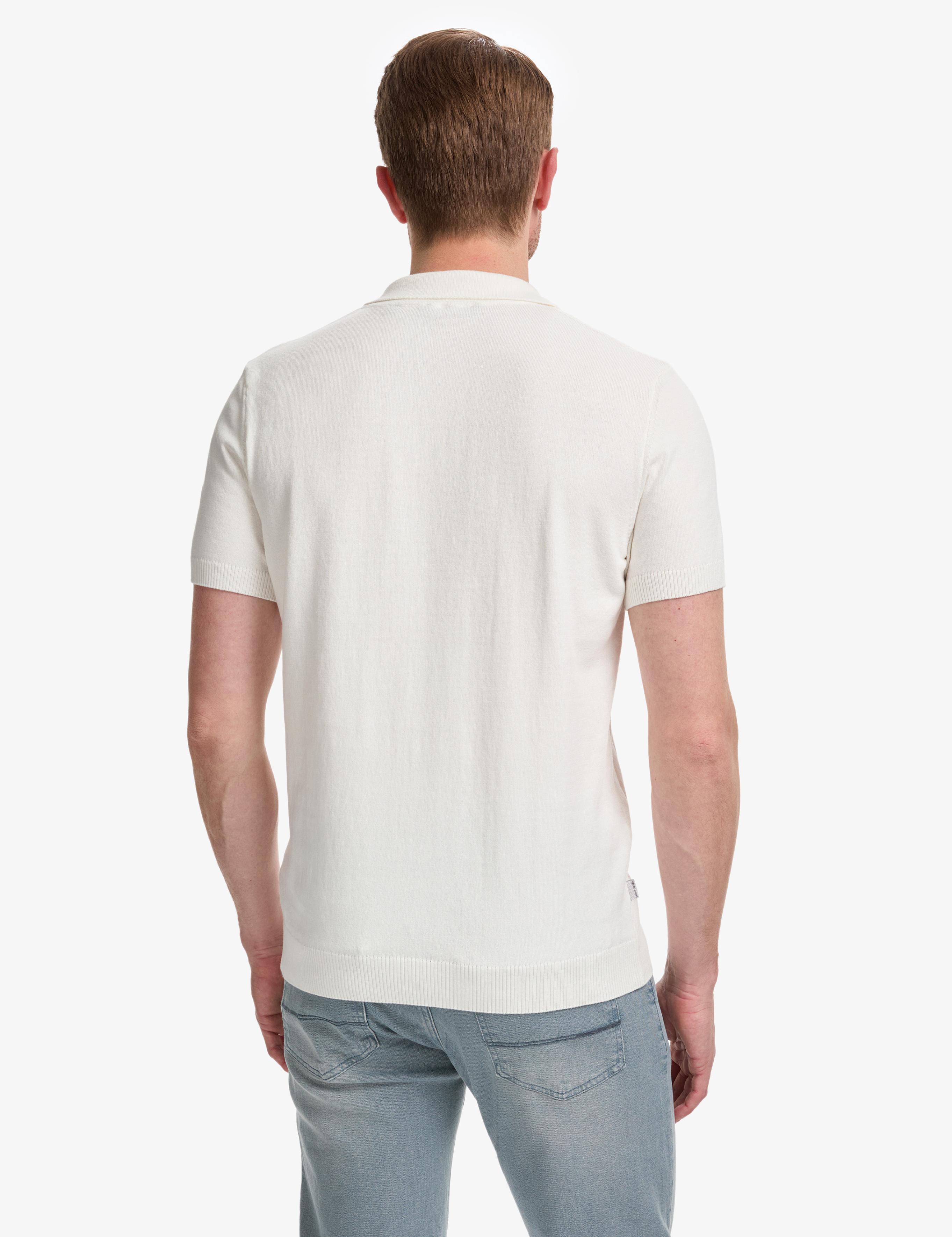 Ekru Slim Fit Apaş Yaka Triko Tişört