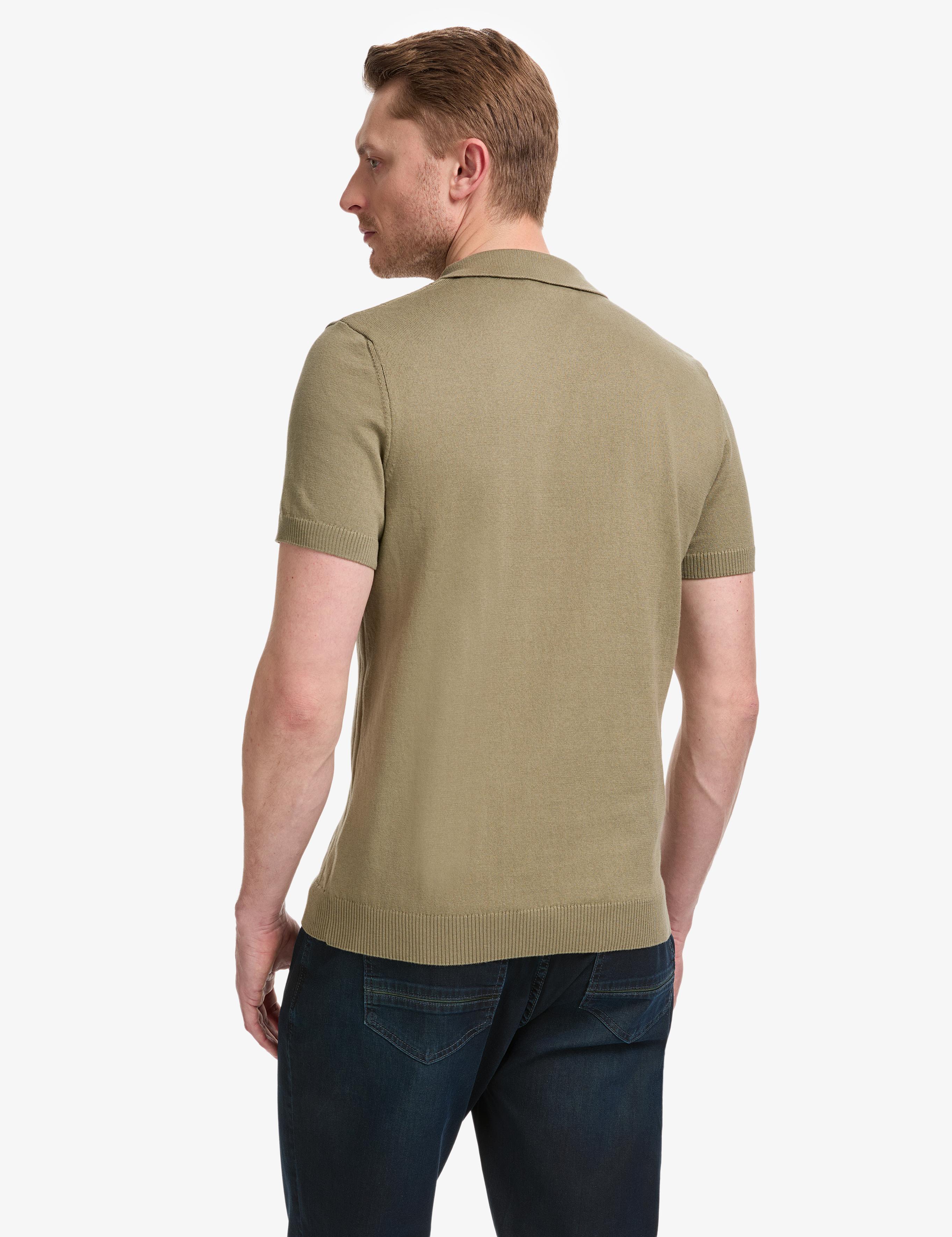 Haki Slim Fit Apaş Yaka Triko Tişört