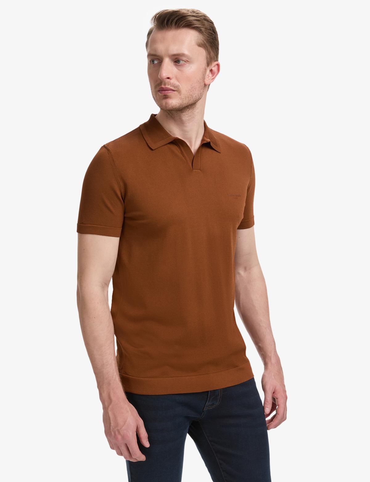 Açık Kahverengi Slim Fit Kazak - 50324073021
