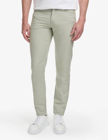 Açık Yeşil Slim Fit Keten Karışımlı Kanvas Pantolon