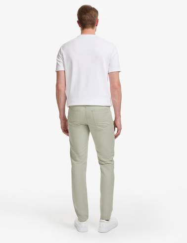 Açık Yeşil Slim Fit Keten Karışımlı Kanvas Pantolon