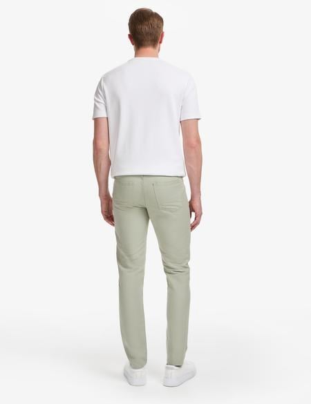 Açık Yeşil Slim Fit Keten Karışımlı Kanvas Pantolon - 50268095359