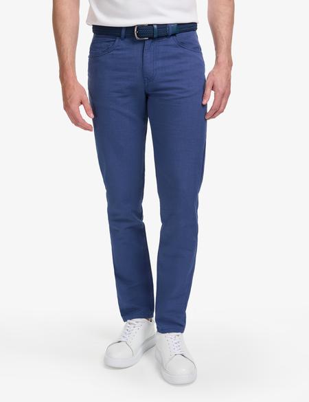 İndigo Slim Fit Keten Karışımlı Kanvas Pantolon - 50268095426
