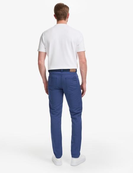 İndigo Slim Fit Keten Karışımlı Kanvas Pantolon - 50268095426