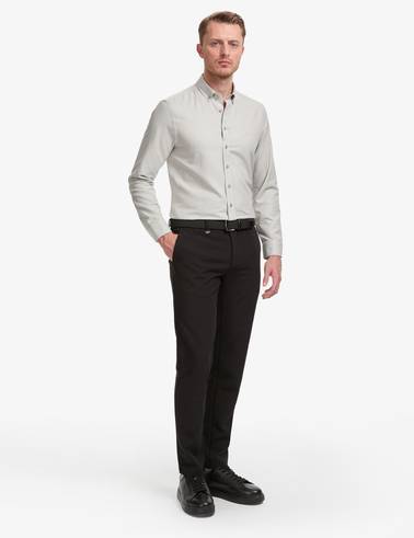 Gri Oxford Slim Fit Kolay Ütülenebilir Gömlek