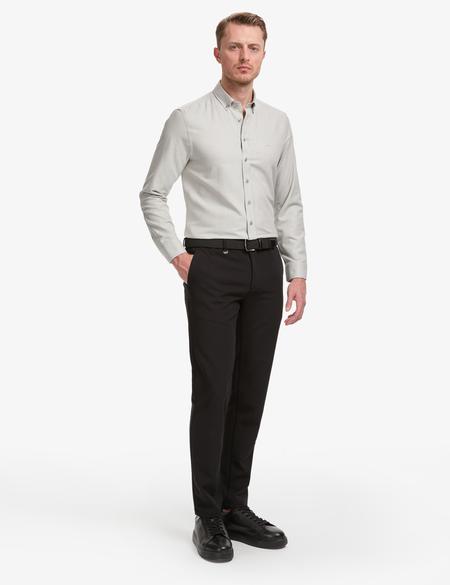 Gri Oxford Slim Fit Kolay Ütülenebilir Gömlek - 50325365064