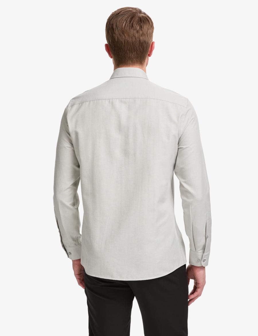 Gri Oxford Slim Fit Kolay Ütülenebilir Gömlek