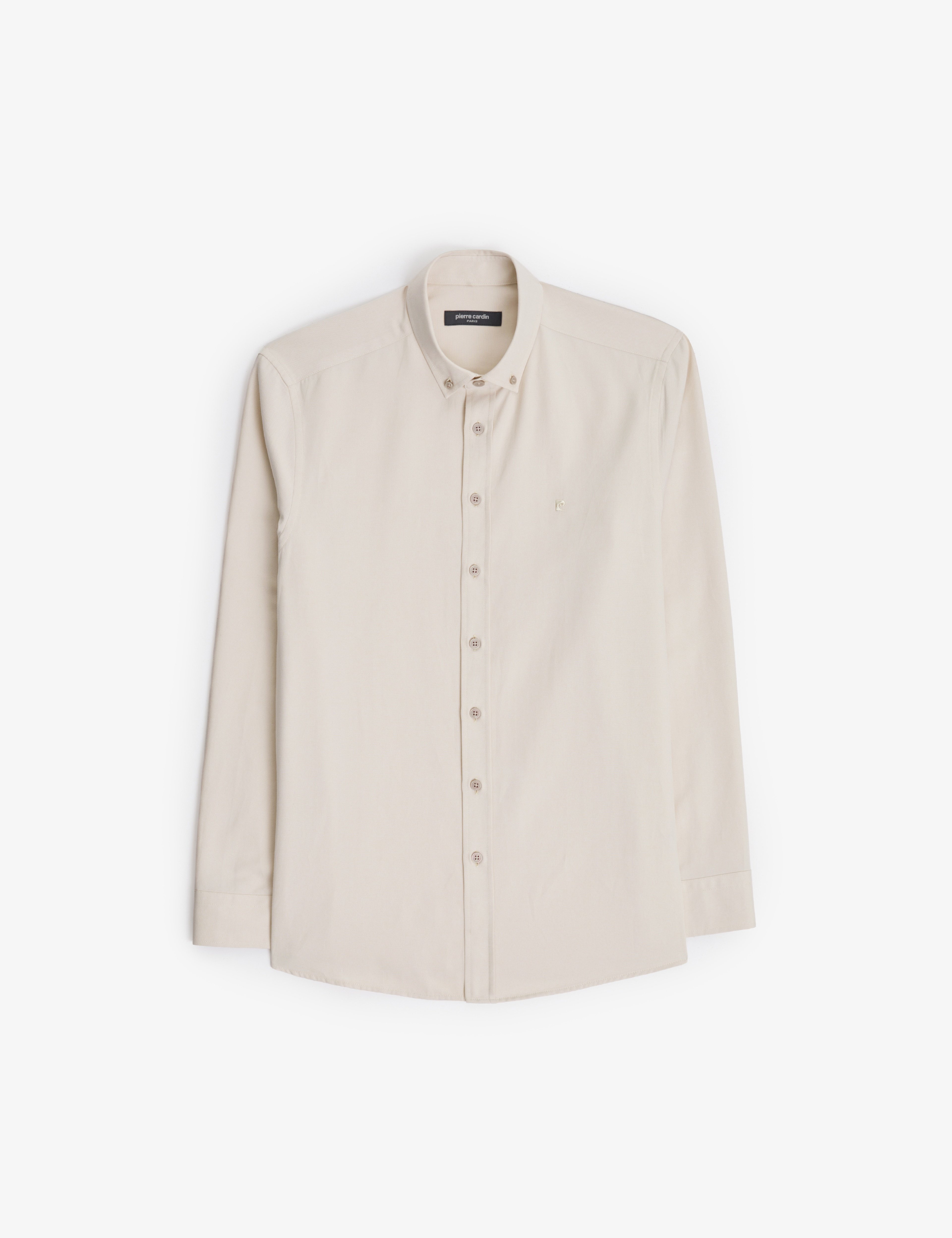 Bej Oxford Slim Fit Kolay Ütülenebilir Gömlek - Image 6