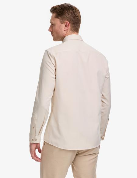 Bej Oxford Slim Fit Kolay Ütülenebilir Gömlek - 50325365044
