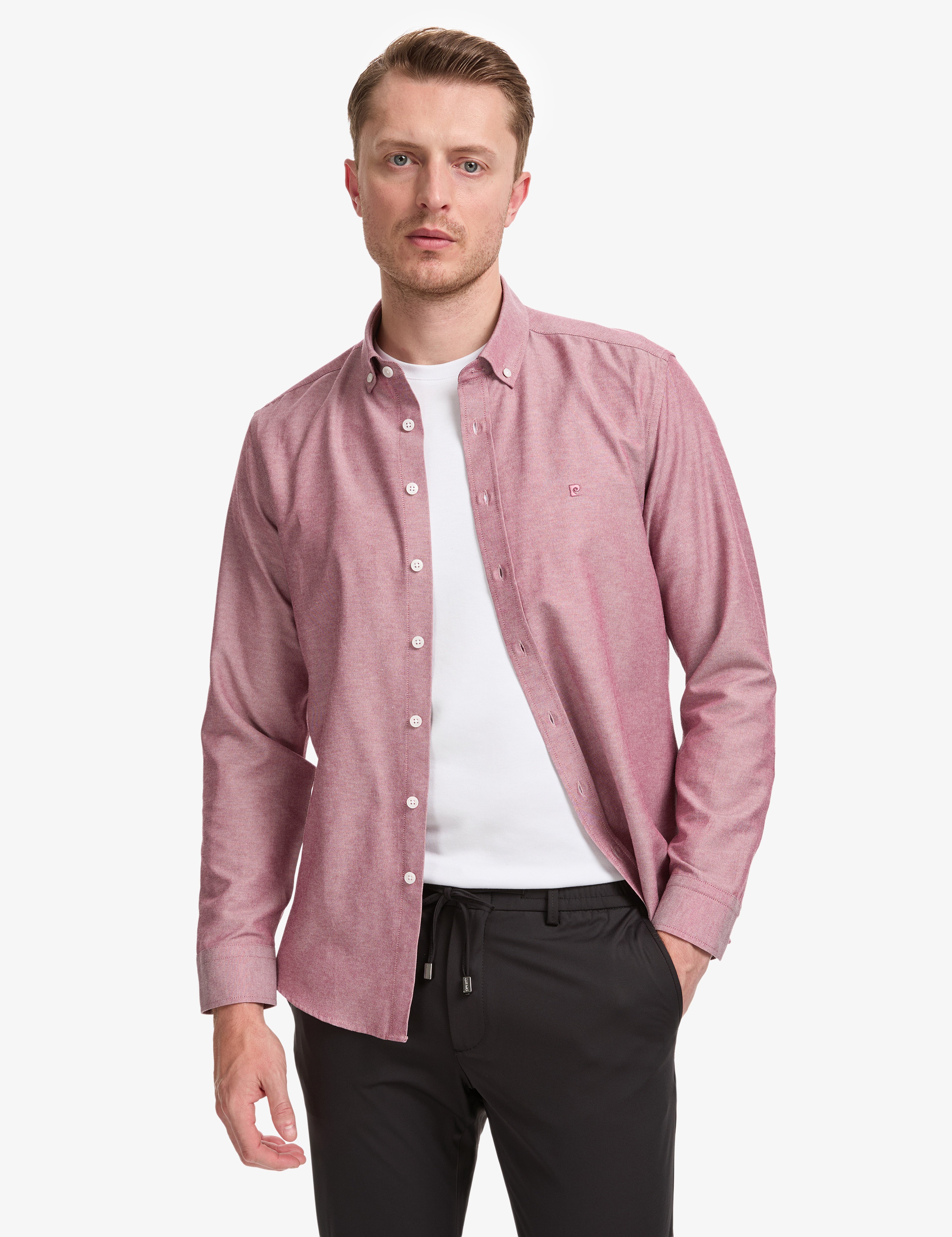 Bordo Oxford Slim Fit Kolay Ütülenebilir Gömlek - Image 1