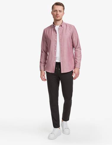 Bordo Oxford Slim Fit Kolay Ütülenebilir Gömlek