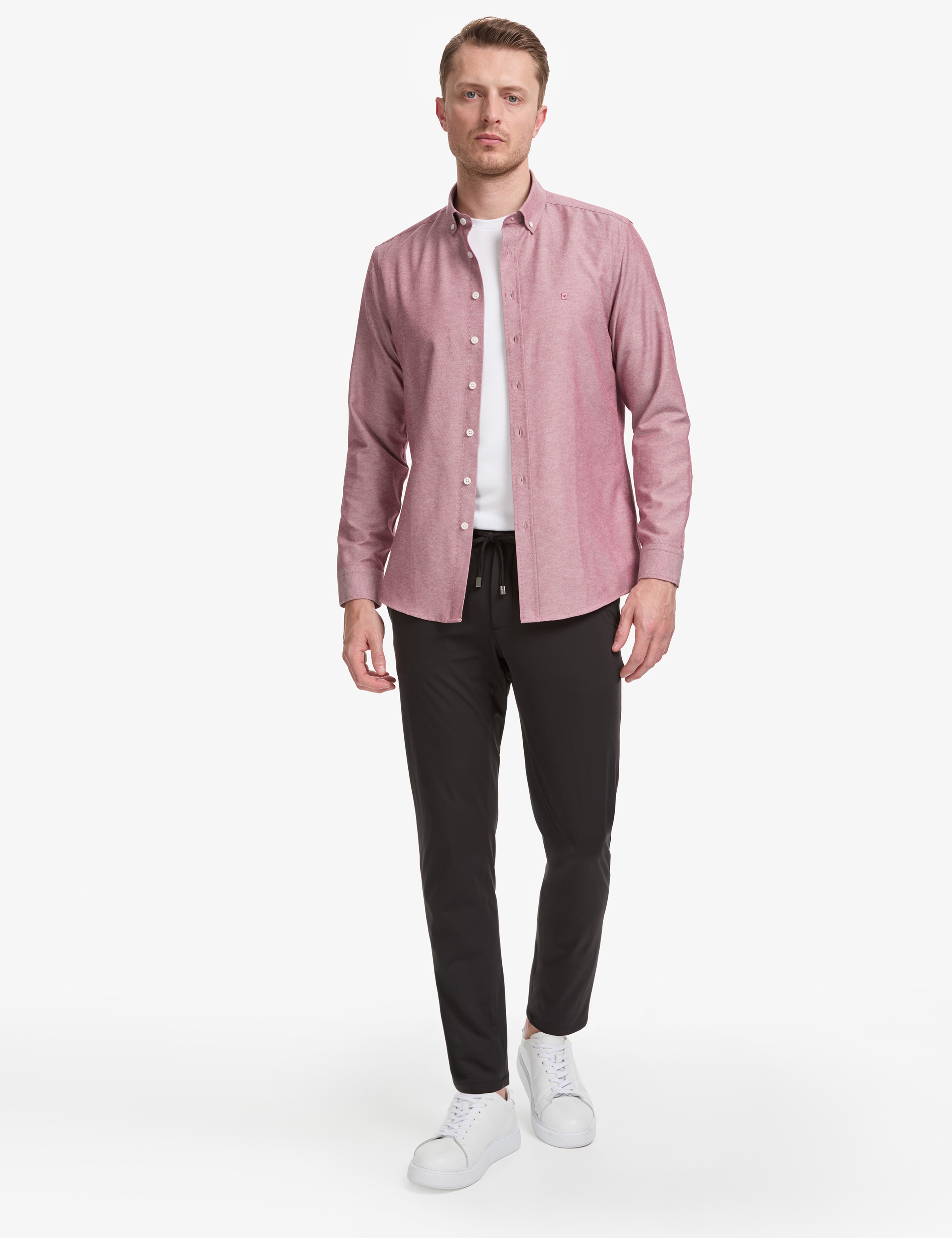 Bordo Oxford Slim Fit Kolay Ütülenebilir Gömlek - Image 4