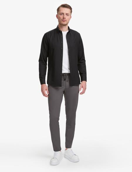Siyah Oxford Slim Fit Kolay Ütülenebilir Gömlek - 50325365033