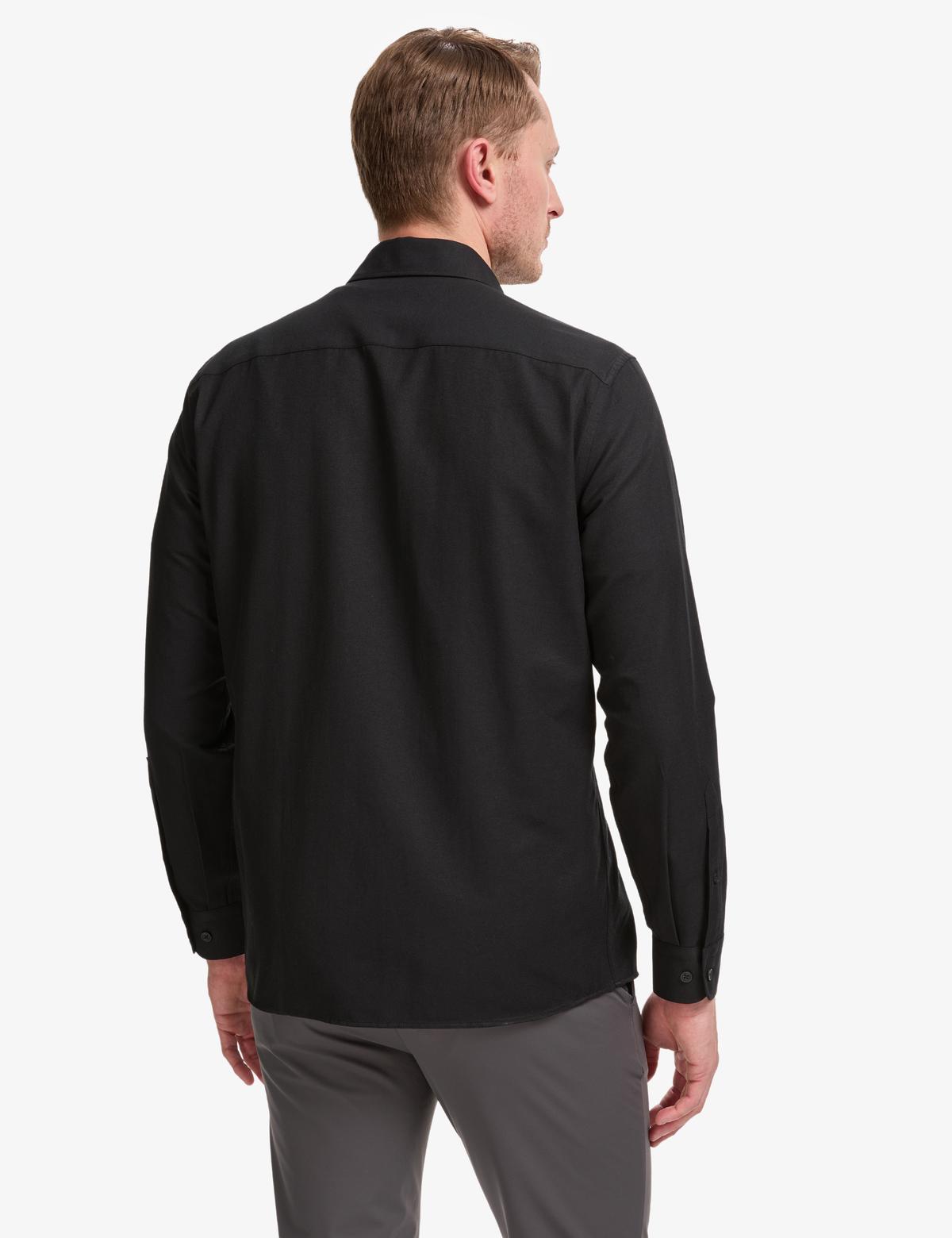 Siyah Oxford Slim Fit Kolay Ütülenebilir Gömlek - 50325365033